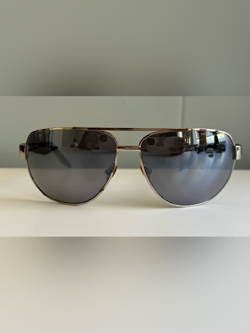 Armani Exchange Men's Silver Frame Black Lens Aviator Sunglasses